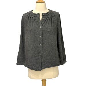 Marni Italy Gray Wool Cotton Blend Cardigan Blouse Top Long Sleeve Size 46/US 10
